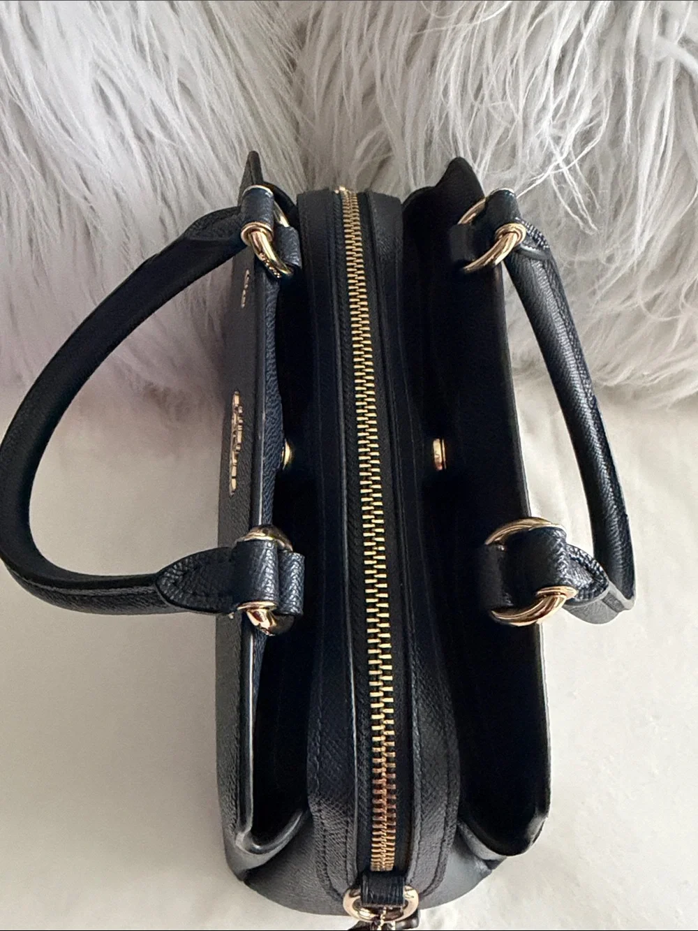 Coach Lillie Carryall Navy Leather
